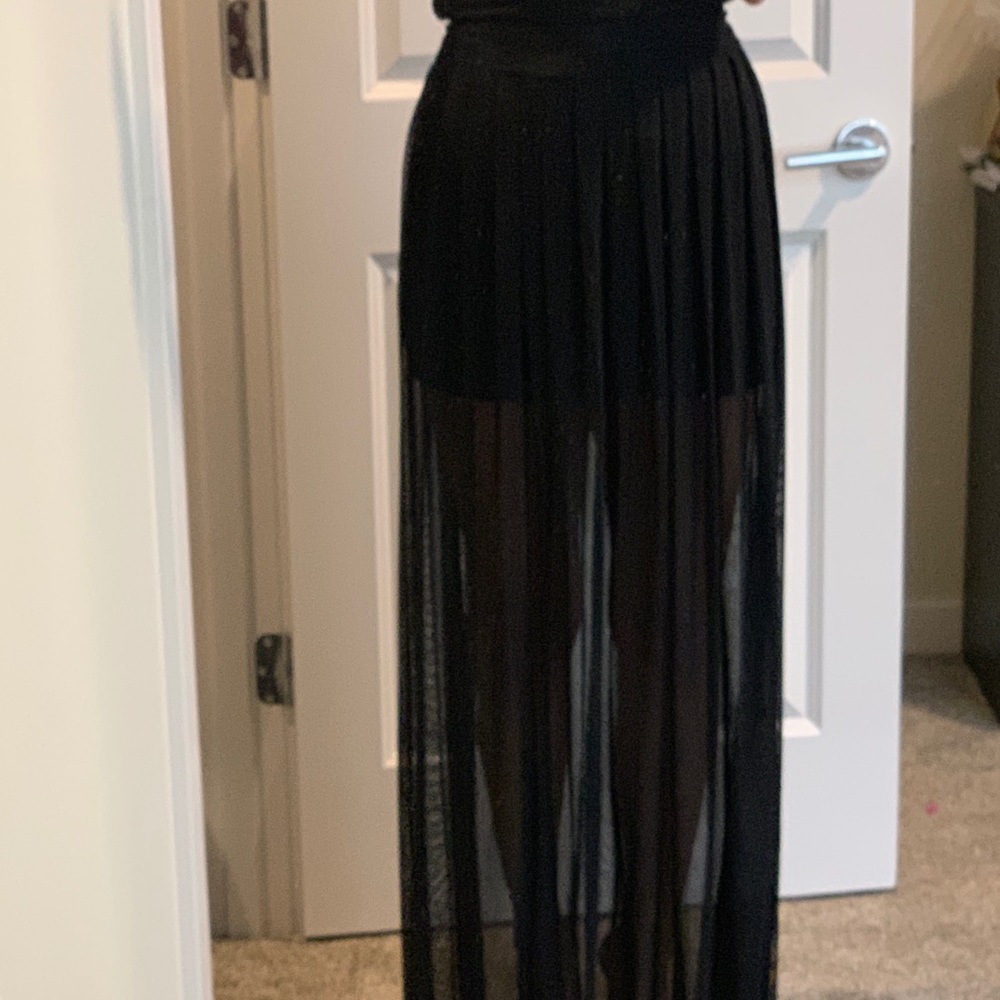 Black mini skirt with sheer black overlay - Picture 6 of 6
